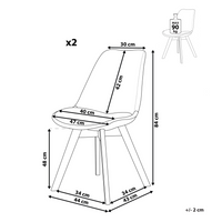 Set di 2 sedie da pranzo con gambe in legno eleganti in ecopelle grigio scuro
