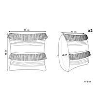 Set di 2 cuscini decorativi motivo a righe beige 45 x 45 cm con nappe Boho Retro Decor accessori