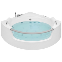 Vasca Idromassaggio Angolare Bianco Sanitario Acrilico con getti massaggianti LED 187 x 136 cm
