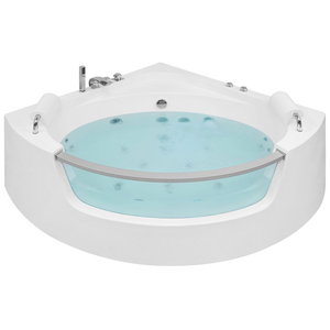 Vasca Idromassaggio Angolare Bianco Sanitario Acrilico con getti massaggianti LED 187 x 136 cm