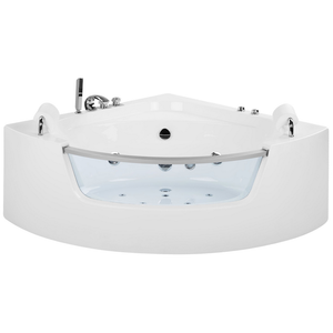 Vasca Idromassaggio Angolare Bianco Sanitario Acrilico con getti massaggianti LED 187 x 136 cm