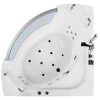 Vasca Idromassaggio Angolare Bianco Sanitario Acrilico con getti massaggianti LED 187 x 136 cm