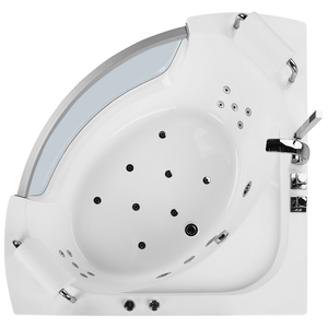 Vasca Idromassaggio Angolare Bianco Sanitario Acrilico con getti massaggianti LED 187 x 136 cm