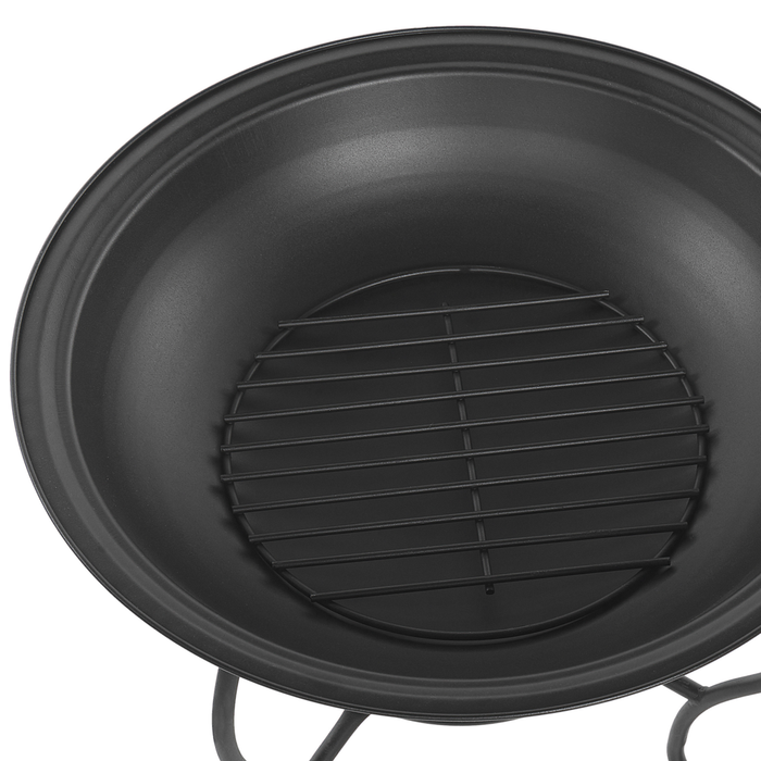 Stufa a braciere in acciaio Nero con coperchio a forma di ciotola da giardino esterno