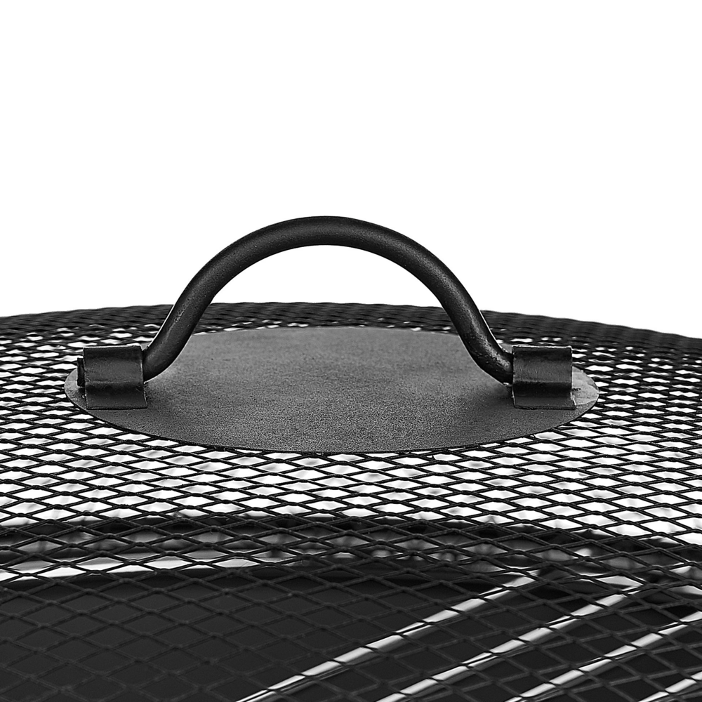 Stufa a braciere in acciaio Nero con coperchio a forma di ciotola da giardino esterno