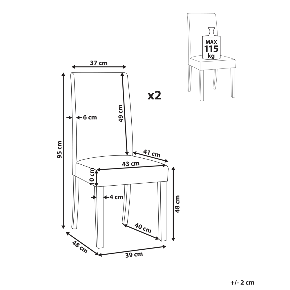 Set di 2 sedie da pranzo bianche con gambe in legno ecopelle moderne