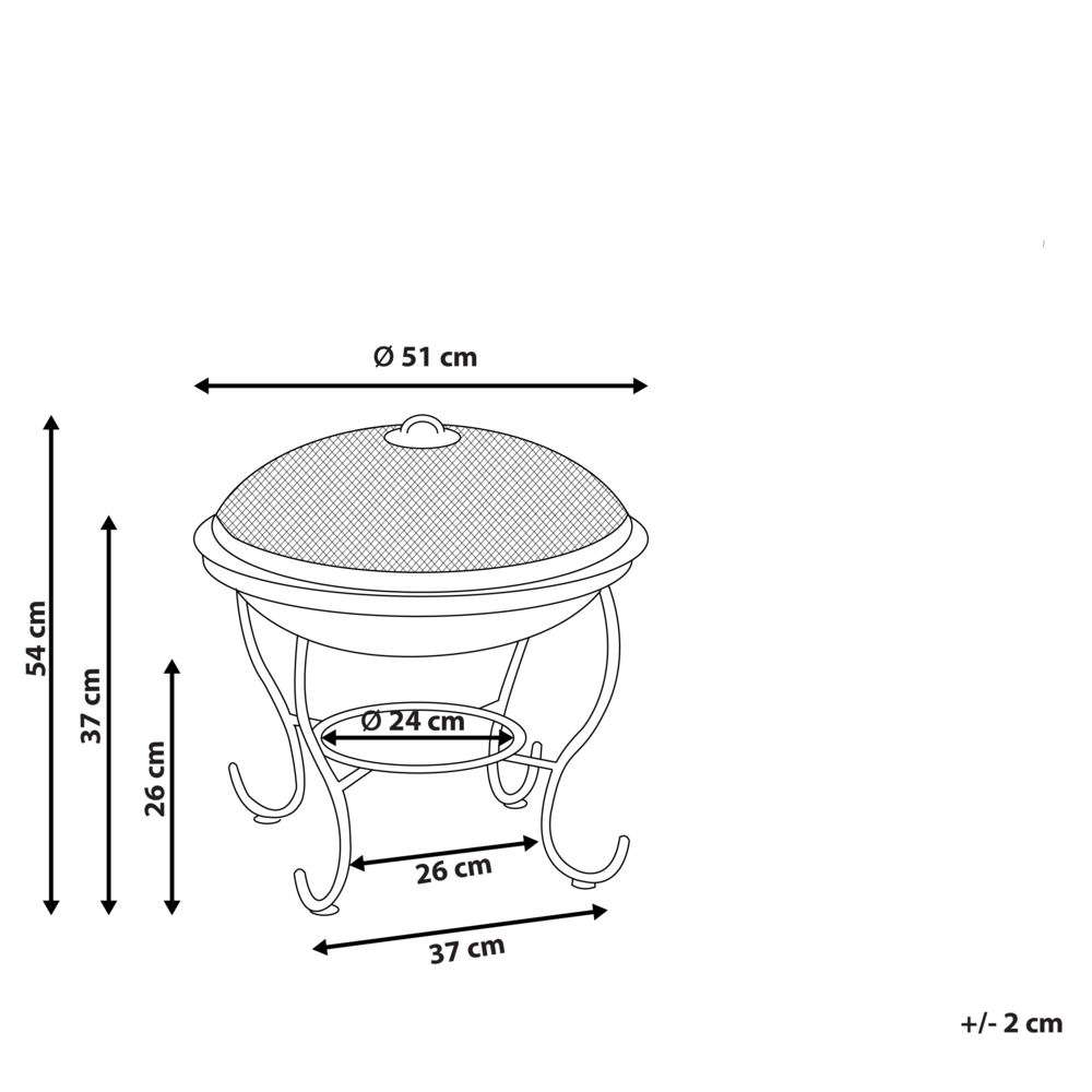 Stufa a braciere in acciaio Nero con coperchio a forma di ciotola da giardino esterno