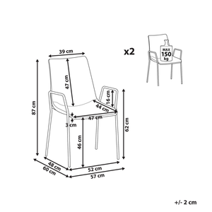Set di 2 sedie da pranzo Velluto talpa con braccioli Impilabili Sala da pranzo Ufficio Sala conferenze