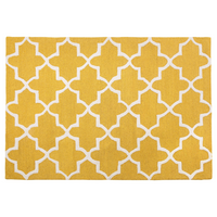 Tappeto tappetino Giallo Lana 140 x 200 cm Traliccio Quadrifoglio Trapuntato a Mano Orientale Trifoglio Marocchino