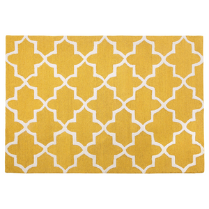 Tappeto tappetino Giallo Lana 140 x 200 cm Traliccio Quadrifoglio Trapuntato a Mano Orientale Trifoglio Marocchino