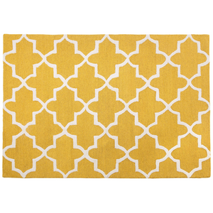 Tappeto tappetino Giallo Lana 160 x 230 cm Traliccio Quadrifoglio Trapuntato a Mano Orientale Marocchino Trifoglio