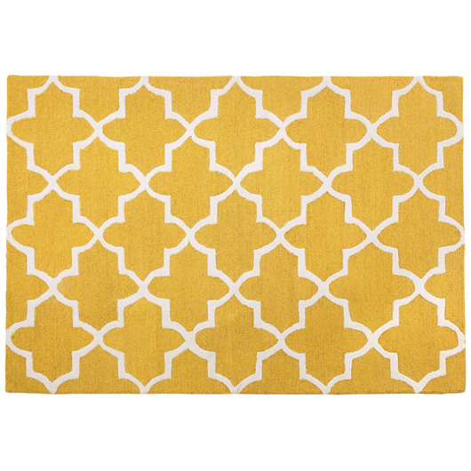 Tappeto tappetino Giallo Lana 160 x 230 cm Traliccio Quadrifoglio Trapuntato a Mano Orientale Marocchino Trifoglio