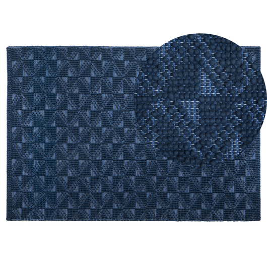 Tappeto tappetino Blu Navy 140 x 200 cm Lana in stile costiero