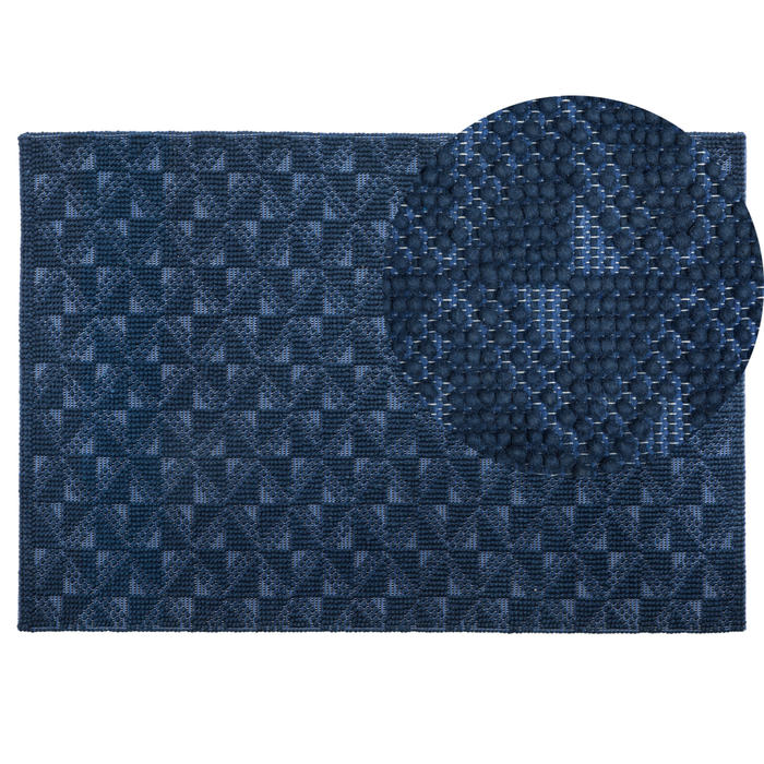 Tappeto tappetino Blu Navy 140 x 200 cm Lana in stile costiero