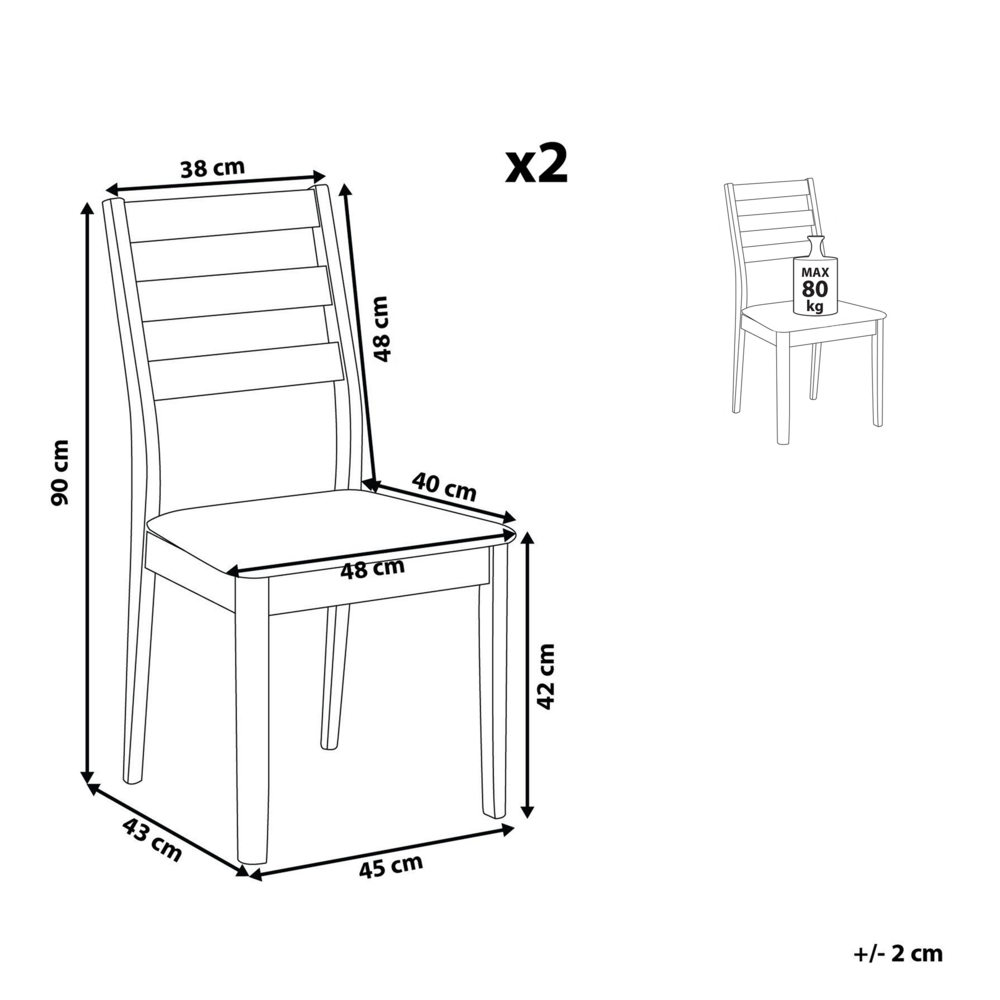 Set di 2 sedili con schienale imbottito in ecopelle grigio scuro da pranzo