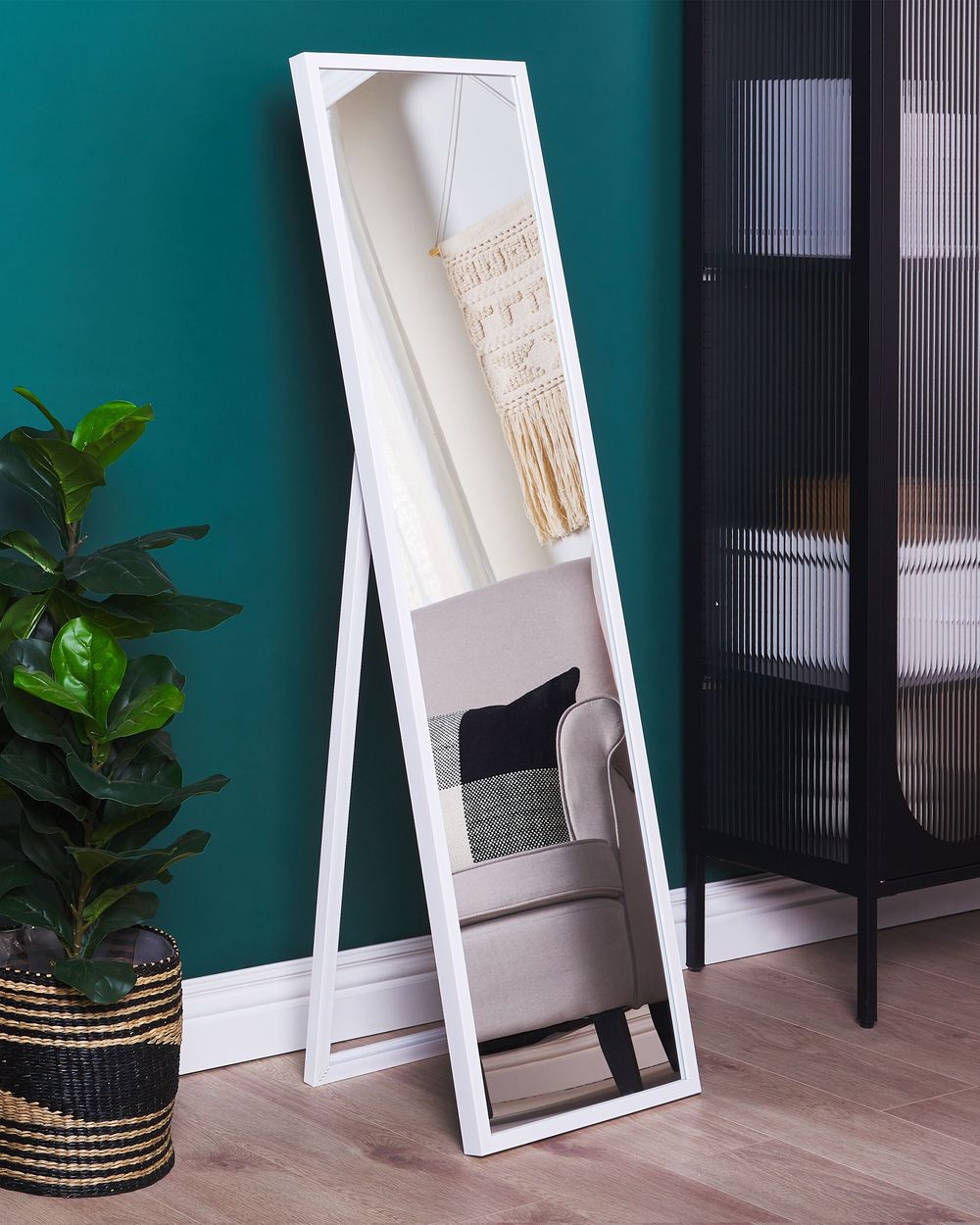 Specchio da terra bianco rettangolare 40 x 140 cm soggiorno bagno camera da letto