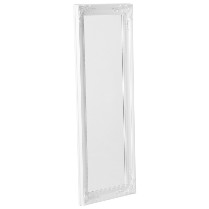 Specchio da Parete Bianco 51 x 141 cm Cornice Decorativa Sintetica Soggiorno Camera da Letto Classico Stile Francese