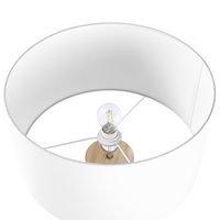 Lampada da Terra Bianca con Struttura in Legno Chiaro 140 cm Paralume in Tessuto Treppiede per Tamburo Design Moderno