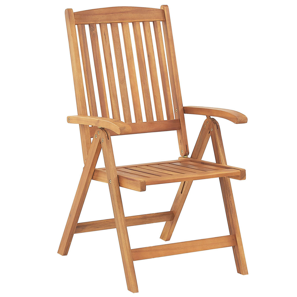 Set da pranzo da giardino in legno di acacia con cuscini bianco sporco 6 posti sedie pieghevoli regolabili per esterni in stile country