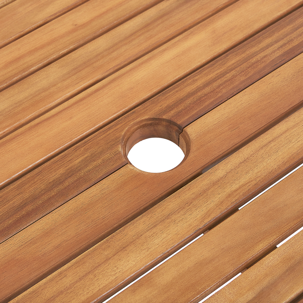 Set da pranzo da giardino in legno di acacia con cuscini color tortora 6 posti sedie pieghevoli regolabili per esterni in stile country