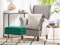 Panca portaoggetti Rivestimento in velluto di poliestere verde scuro Gambe in ferro dorato Poggiapiedi per soggiorno dal design glam