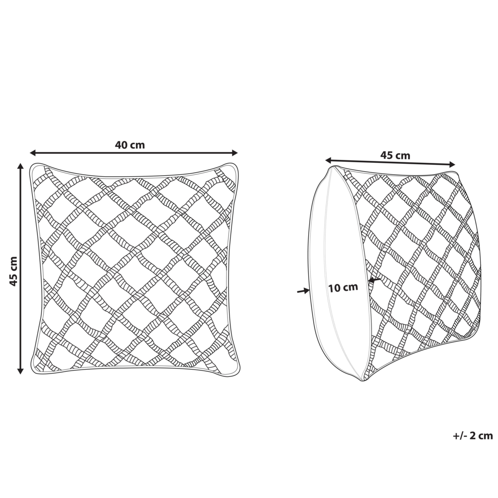 Cuscino Decorativo Grigio Cotone Macramè 45 x 40 cm Corda Boho Retro Decor Accessori