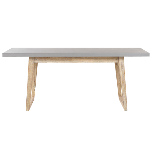 Tavolo da pranzo per esterni Piano in cemento grigio Gambe in legno chiaro Acacia Capacità 6 persone 180 x 90 cm
