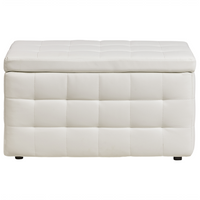 Panca per camera da letto con tappezzeria trapuntata in ecopelle bianca ottomana con contenitore
