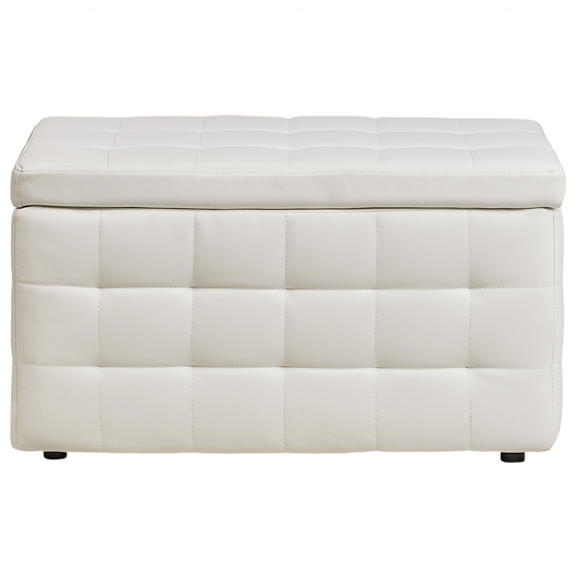 Panca per camera da letto con tappezzeria trapuntata in ecopelle bianca ottomana con contenitore