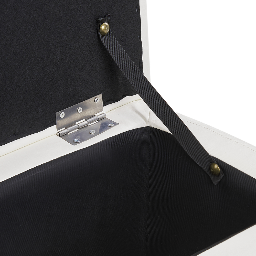 Panca per camera da letto con tappezzeria trapuntata in ecopelle bianca ottomana con contenitore