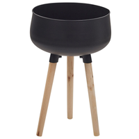 Vaso per Fiori Moderno con Gambe in Legno 35 x 35 x 55 cm Metallo di colore Nero interno esterno