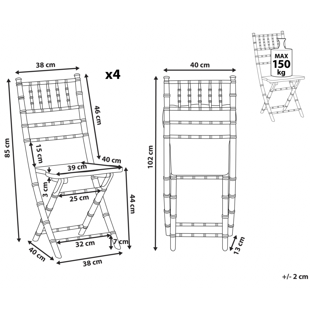Set di 4 Sedie Pieghevoli Sedie Sala da Pranzo in Legno di Faggio Argento Stile Contemporaneo