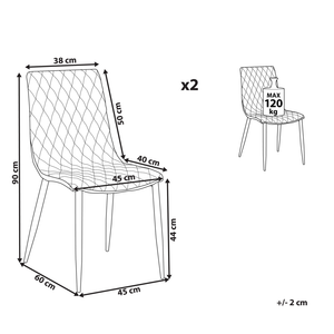 Set di 2 sedie da pranzo con schienale imbottito in ecopelle marrone gambe nere design vintage senza braccioli