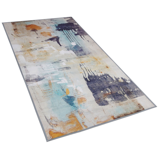 Tappeto Multicolore 80 x 150 cm Effetto Pittura Astratta Stampato pelo corto Moderno