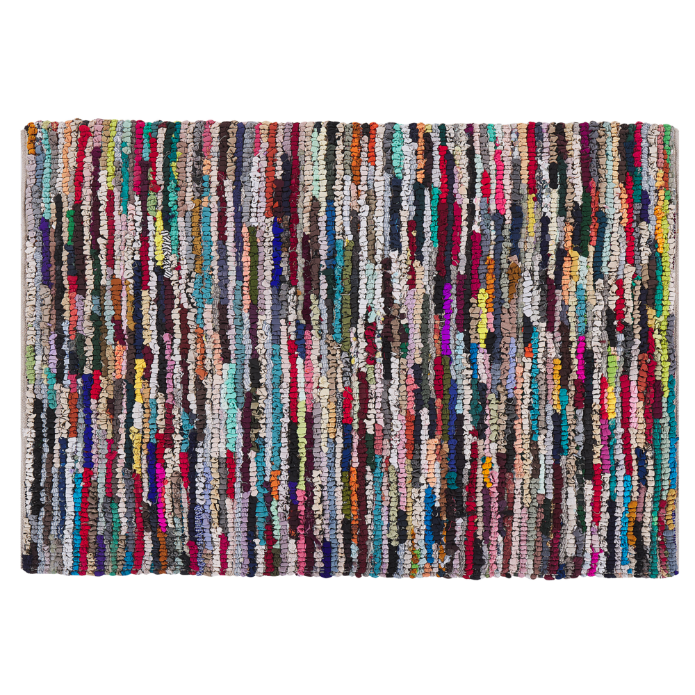Tappeto di pezza Multicolore con cotone 140 x 200 cm rettangolare intrecciato a mano Boho orientale