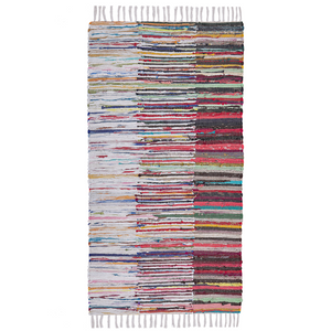 Tappeto tappetino Rag Strisce Multicolore Cotone 80 x 150 cm Rettangolare Intrecciato a Mano
