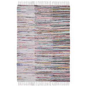 Tappeto tappetino Rag Strisce Multicolore Cotone 160 x 230 cm Rettangolare Intrecciato a Mano
