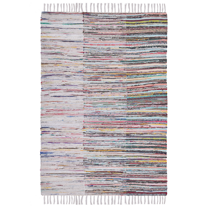 Tappeto tappetino Rag Strisce Multicolore Cotone 160 x 230 cm Rettangolare Intrecciato a Mano