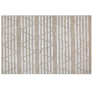 Tappeto Shaggy in cotone beige 120 x 180 cm intrecciato a mano pelo lungo Boho Camera da letto