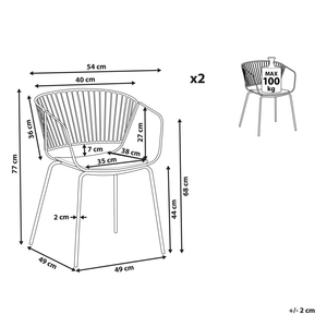 Set di 2 sedie da pranzo design in filo di metallo Nero con imbottitura in ecopelle con stile industriale glam