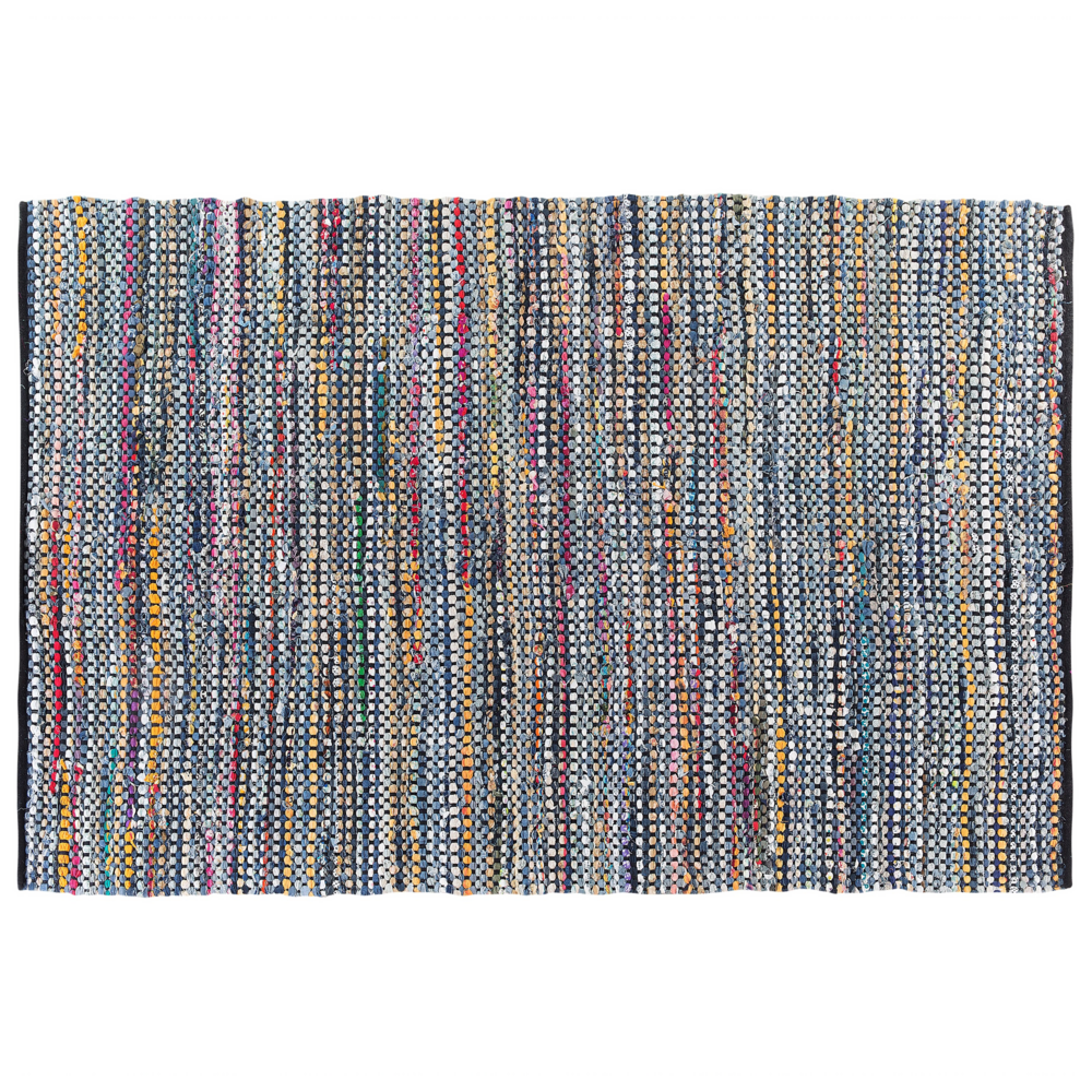 Tappeto tappetino Rag in cotone blu 140 x 200 cm rettangolare intrecciato a mano