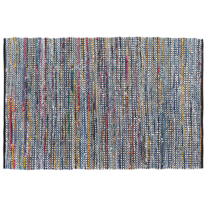 Tappeto tappetino Rag in cotone blu 140 x 200 cm rettangolare intrecciato a mano