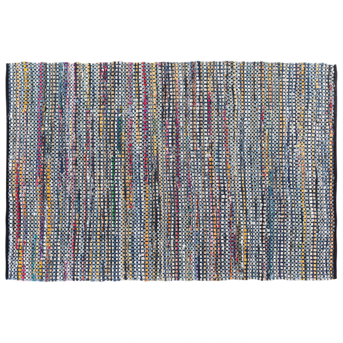 Tappeto tappetino Rag in cotone blu 140 x 200 cm rettangolare intrecciato a mano