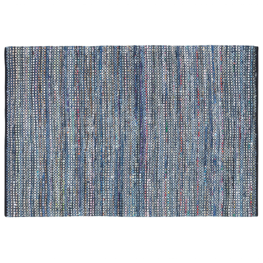Tappeto tappetino Rag in cotone blu 160 x 230 cm rettangolare intrecciato a mano
