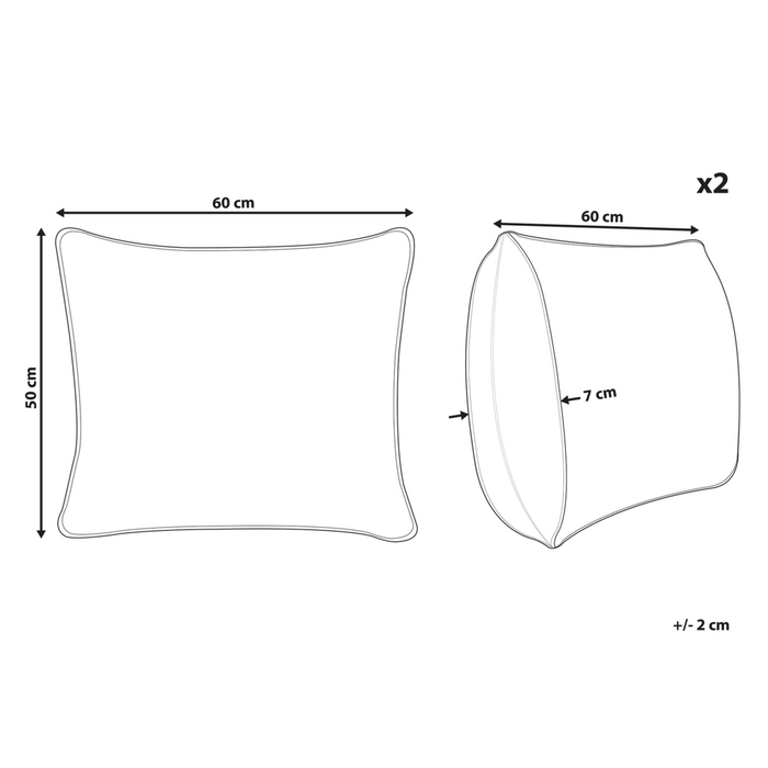 Set 2 Cuscini Letto Cotone 50 x 60 cm Morbido in stile moderno classico tradizionale