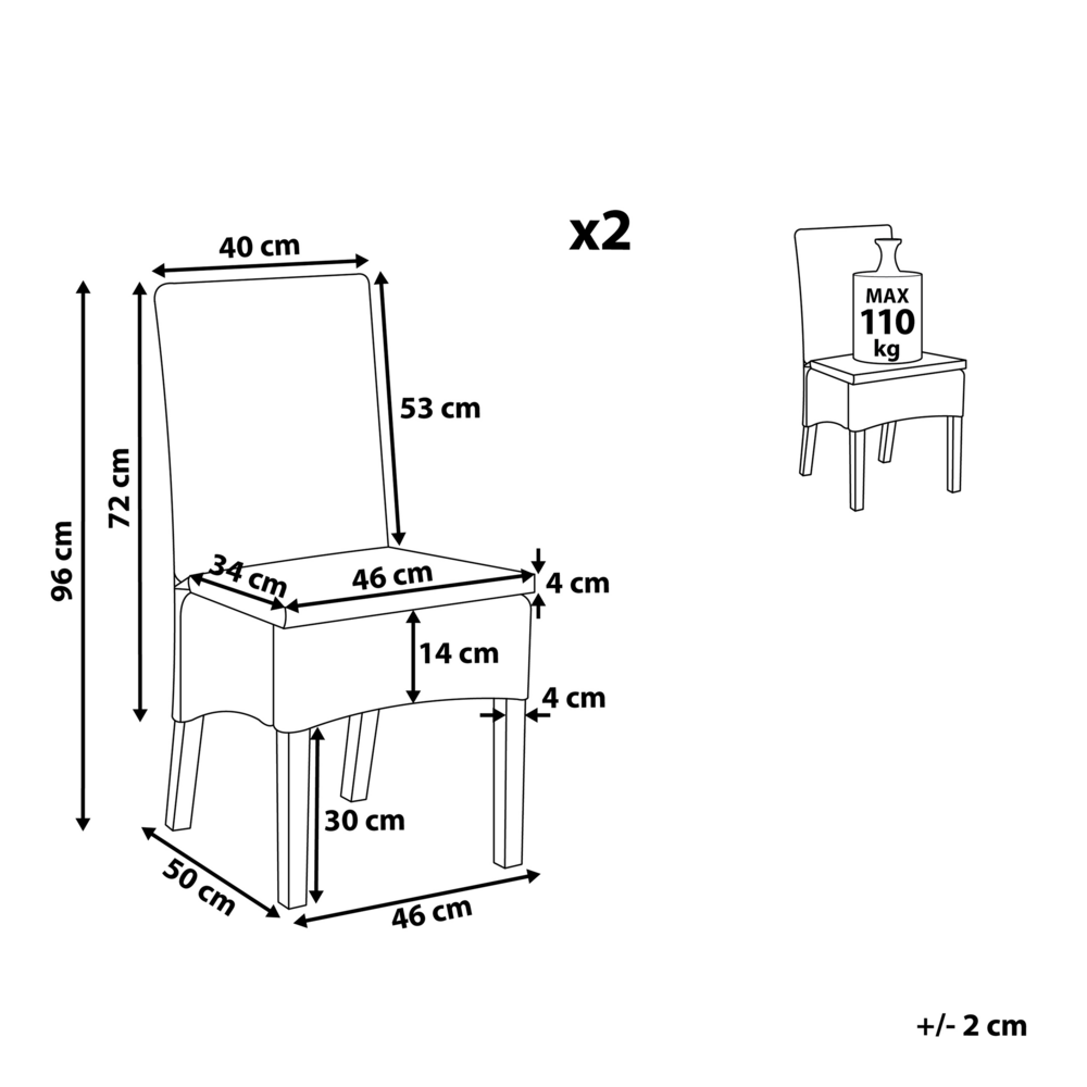Set di 2 sedie da pranzo Rattan bianco Vimini Gambe in legno di mango Boho Indoor Design moderno