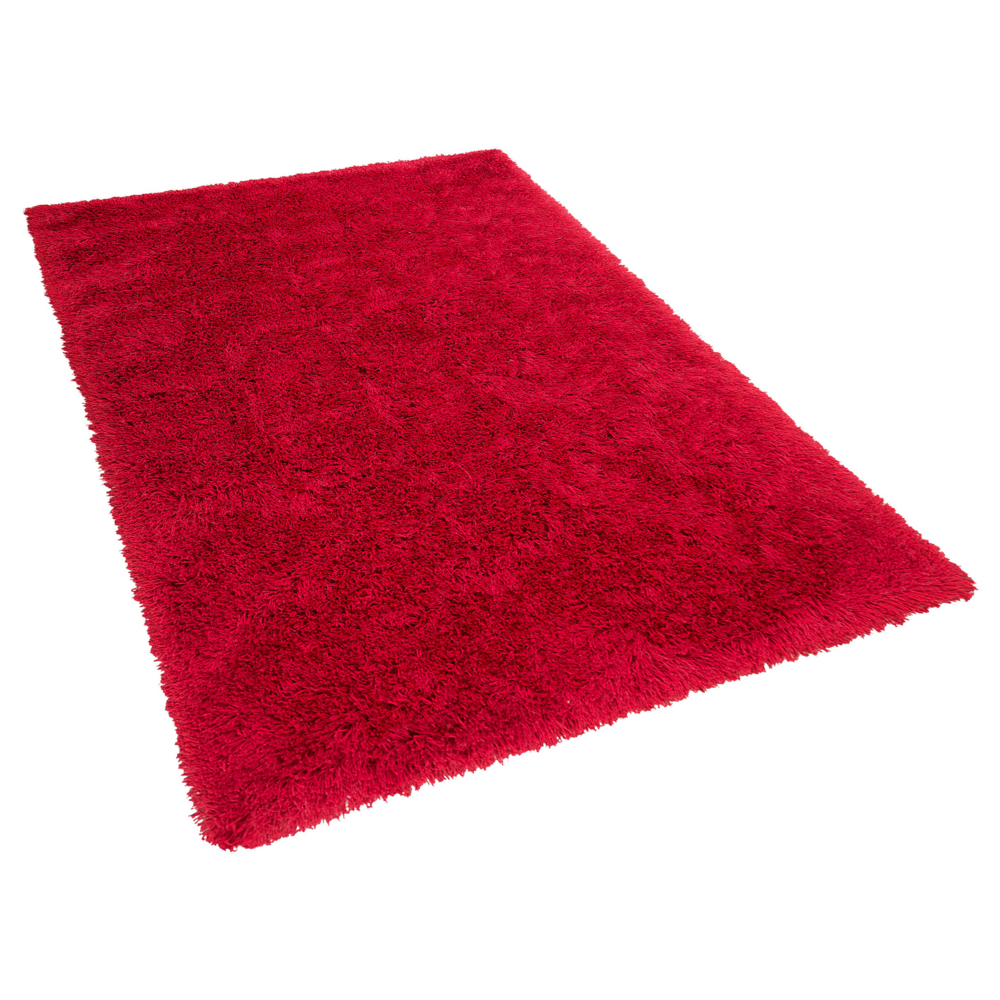 Tappeto Shaggy Tappeto a pelo lungo Solido Poliestere Rosso Rettangolare 160 x 230 cm