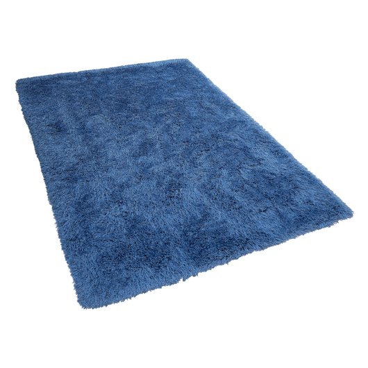 Tappeto Shaggy Tappeto a pelo lungo Solido Poliestere Blu Rettangolare 140 x 200 cm
