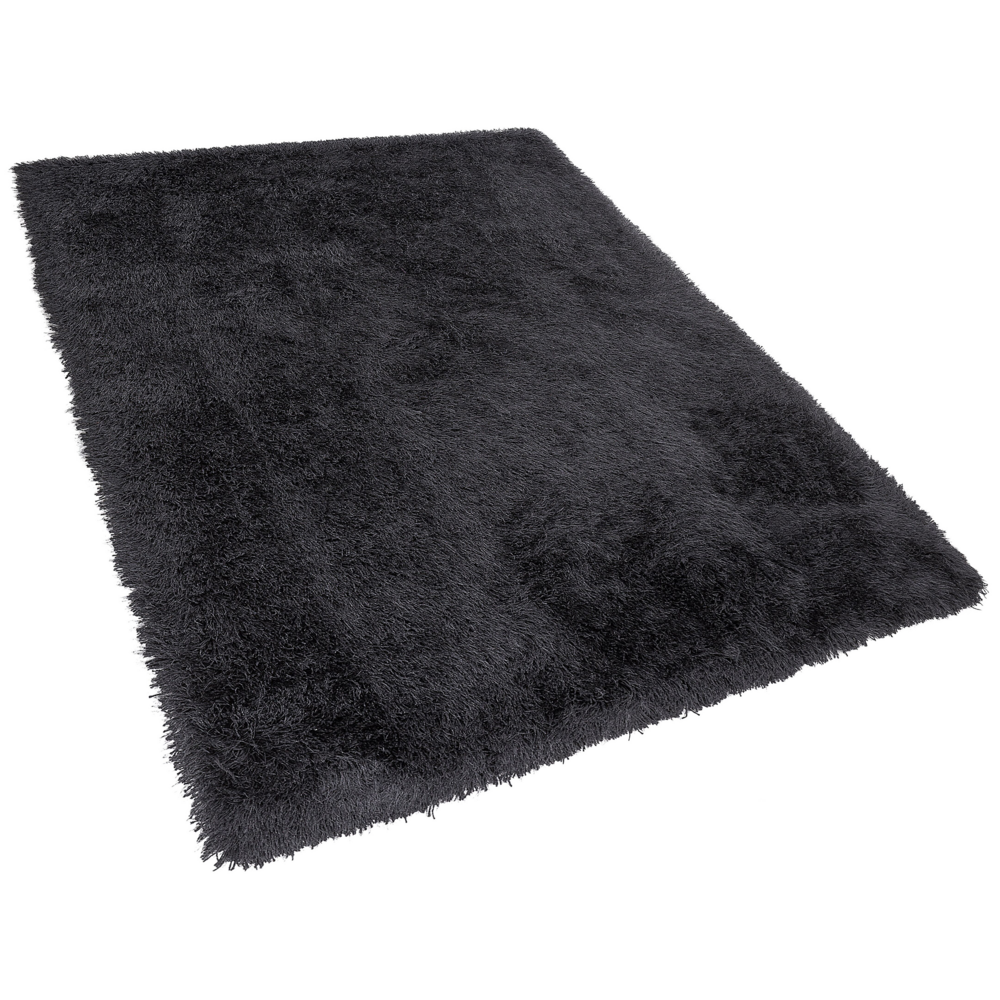 Tappeto Shaggy Tappeto a pelo lungo Solido Poliestere Nero Rettangolare 200 x 300 cm