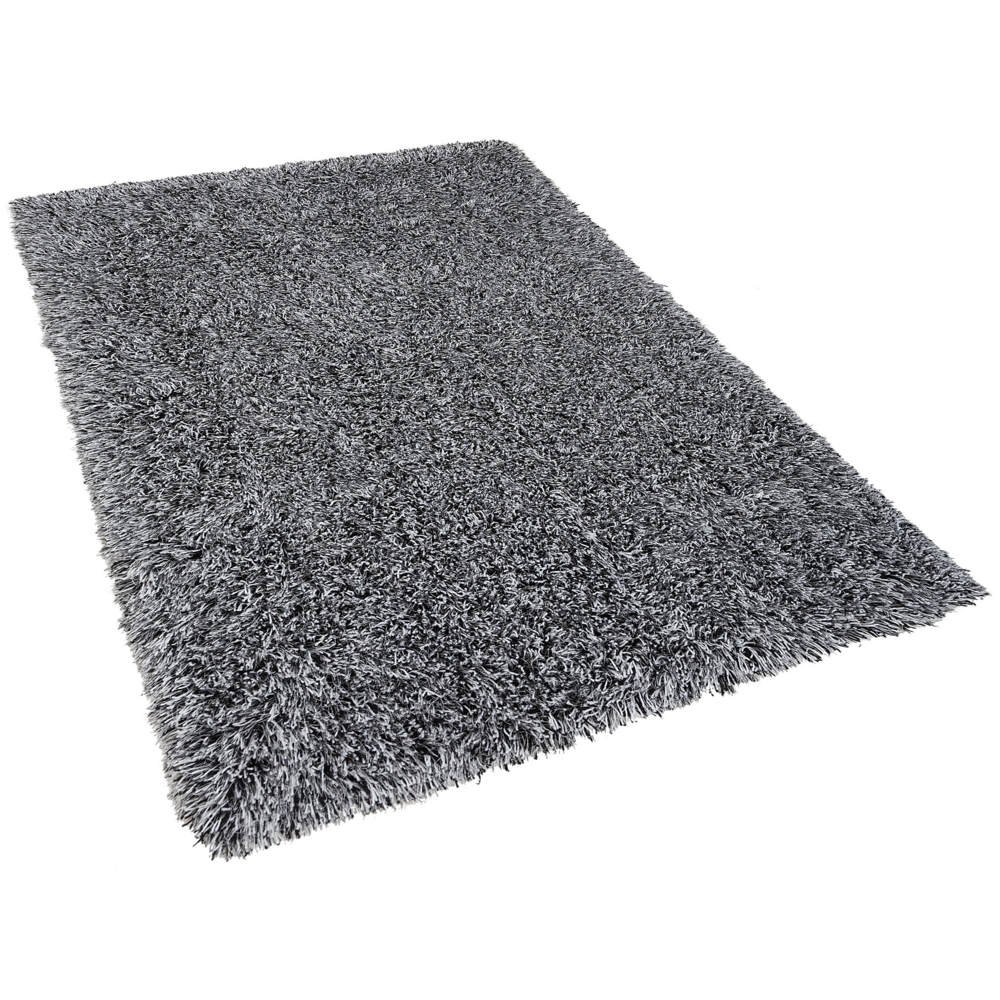 Tappeto Shaggy Tappeto a pelo lungo Solido poliestere bianco e Nero Rettangolare 200 x 300 cm
